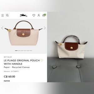 Longchamp Mini Bag Le Pliage Original Pouch With Handle - Paper